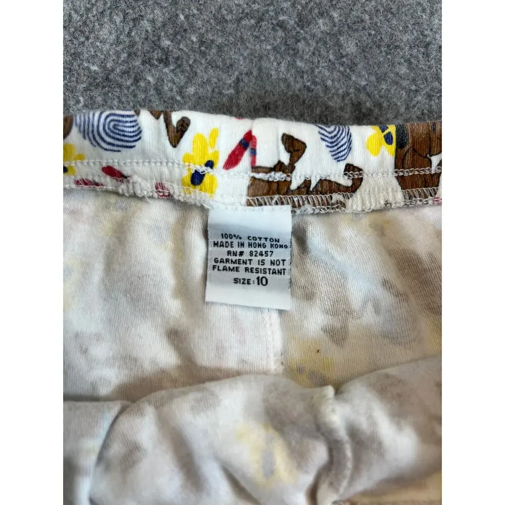 VINTAGE 90s Scooby Doo Pajama Shorts Kids Size 10 All Over Print Cotton Lounge